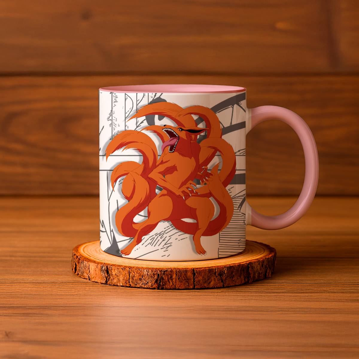 Taza de cerámica decorativa de 11Oz con diseño de Naruto zorro 9 colas Humushy