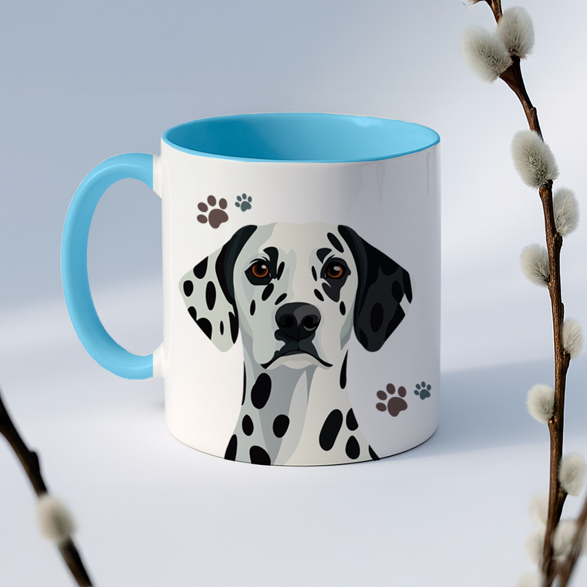 Taza de cerámica decorativa de 11Oz con diseño de perrito Dálmata- Humushy- Ideal para amantes de esta raza