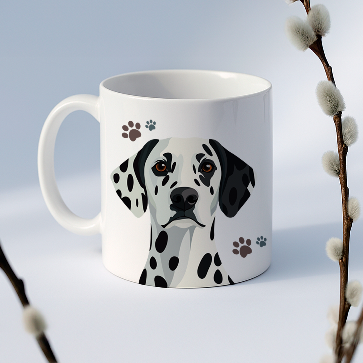 Taza de cerámica decorativa de 11Oz con diseño de perrito Dálmata- Humushy- Ideal para amantes de esta raza