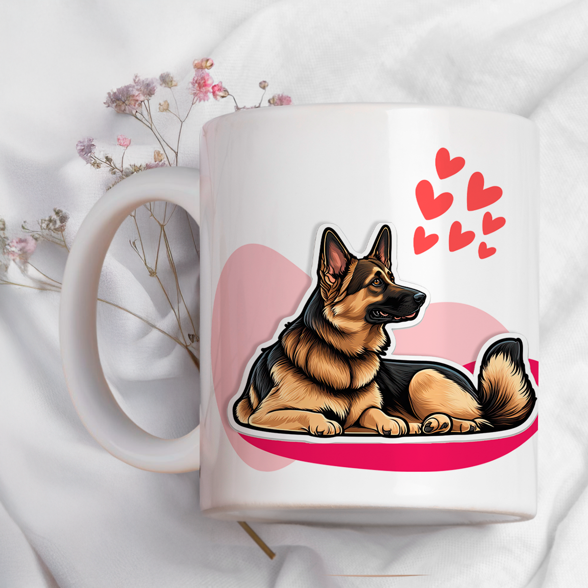 Taza cerámica decorativa 11oz Diseño de pastor alemán con frase