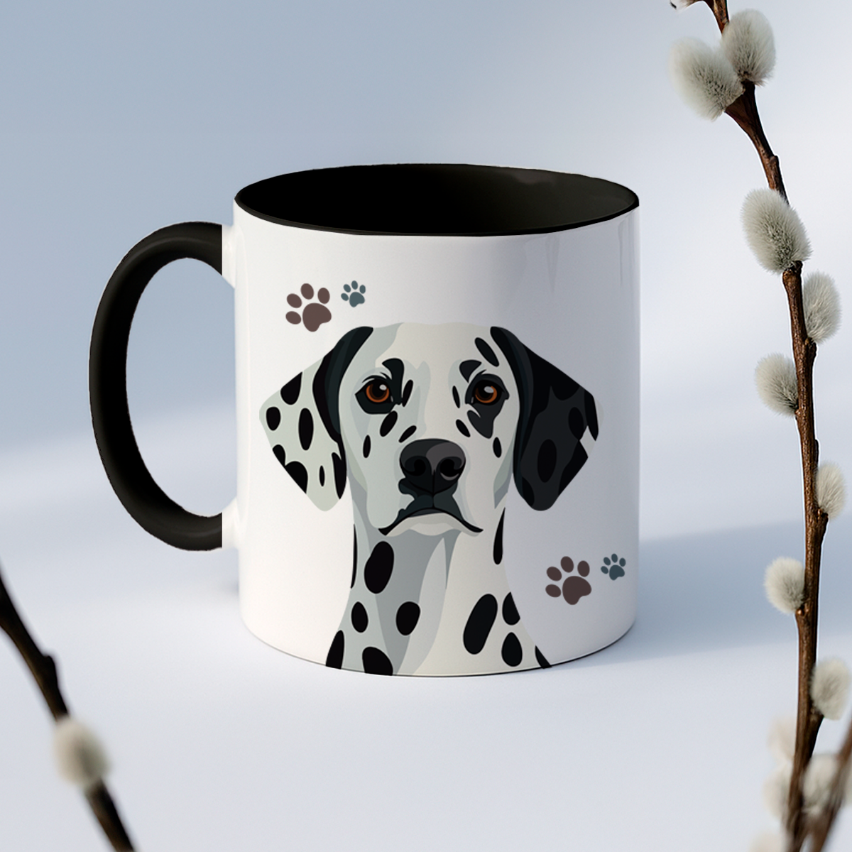 Taza de cerámica decorativa de 11Oz con diseño de perrito Dálmata- Humushy- Ideal para amantes de esta raza
