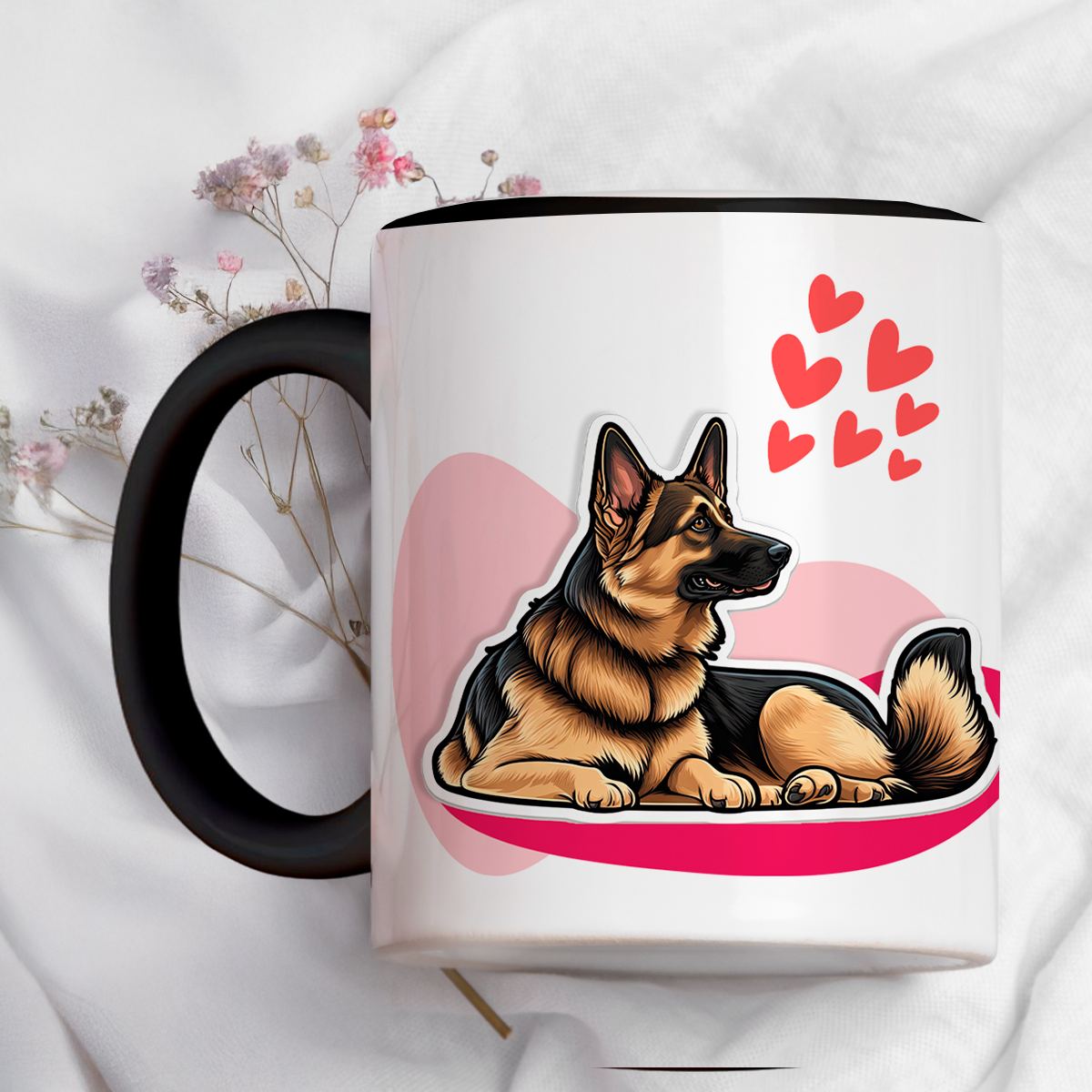 Taza cerámica decorativa 11oz Diseño de pastor alemán con frase