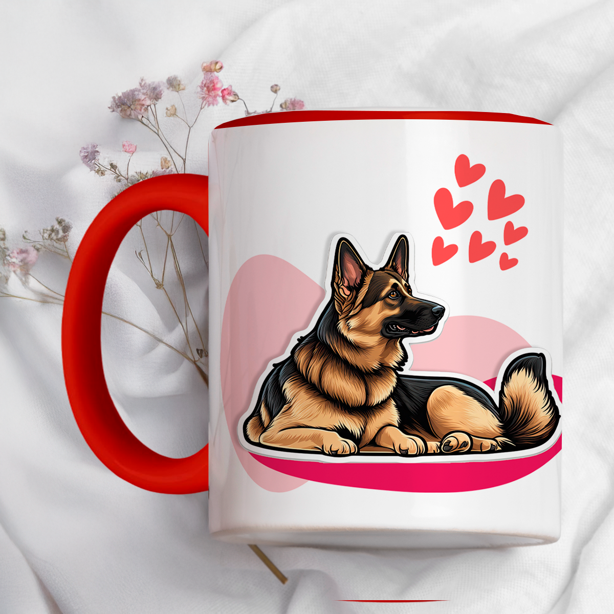 Taza cerámica decorativa 11oz Diseño de pastor alemán con frase