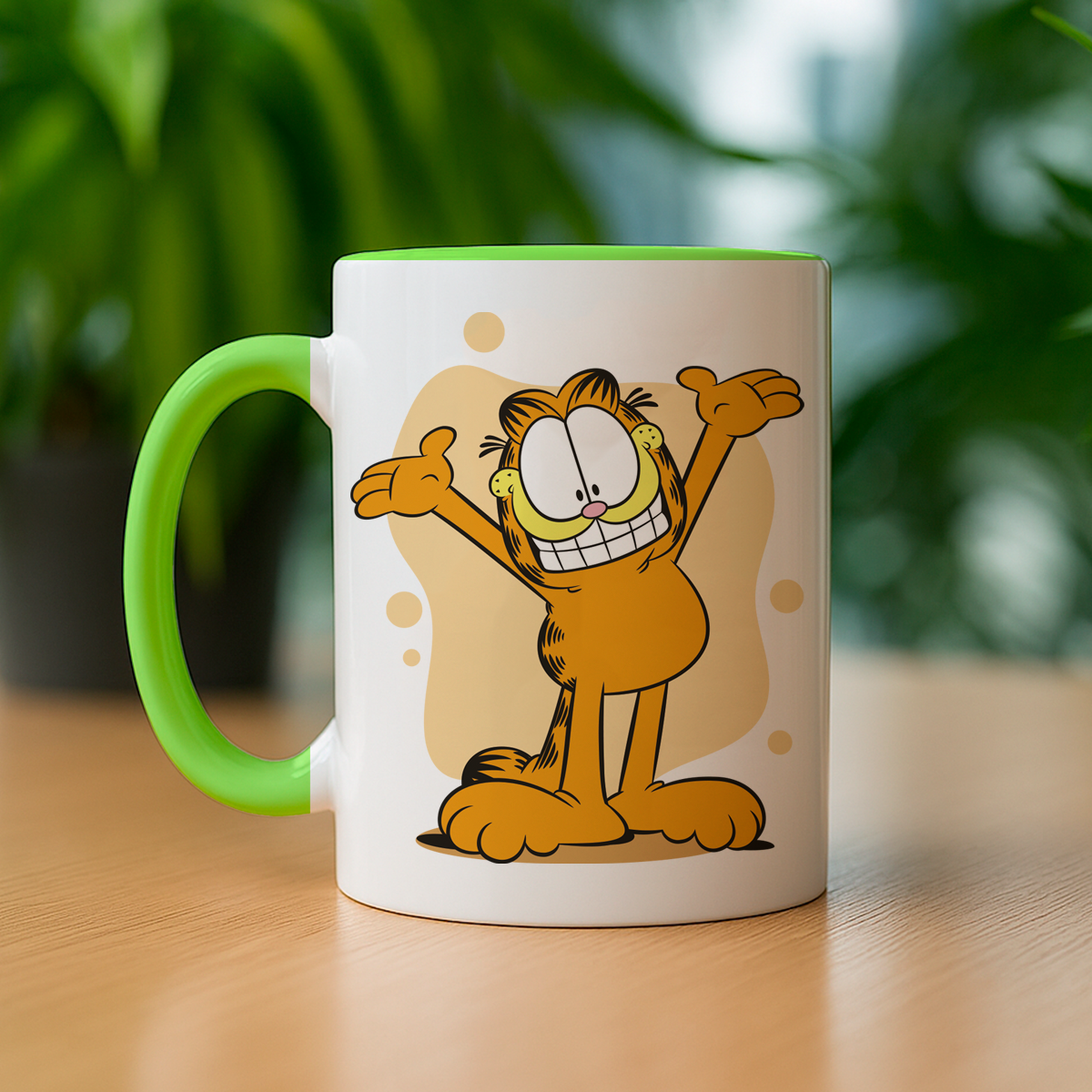 Taza de cerámica decorativa de 11Oz con diseño de Garfield 90S - Humushy