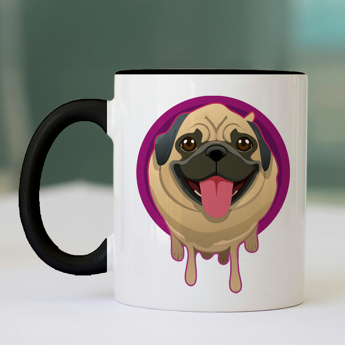 Taza de cerámica decorativa de 11Oz perro pug con frase "me derrito por ti my love" Humushy
