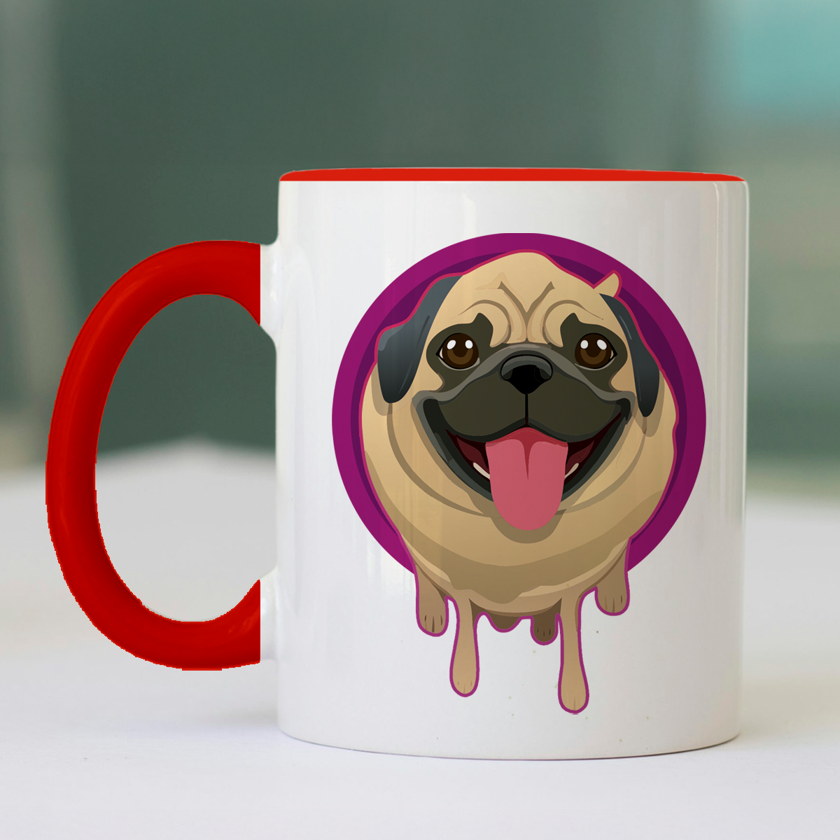 Taza de cerámica decorativa de 11Oz perro pug con frase "me derrito por ti my love" Humushy