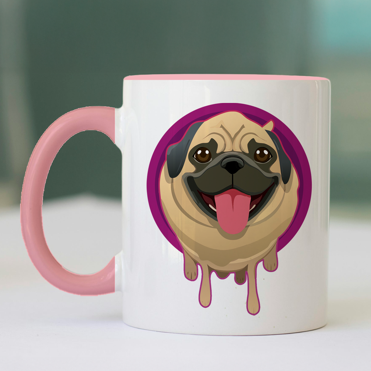 Taza de cerámica decorativa de 11Oz perro pug con frase "me derrito por ti my love" Humushy