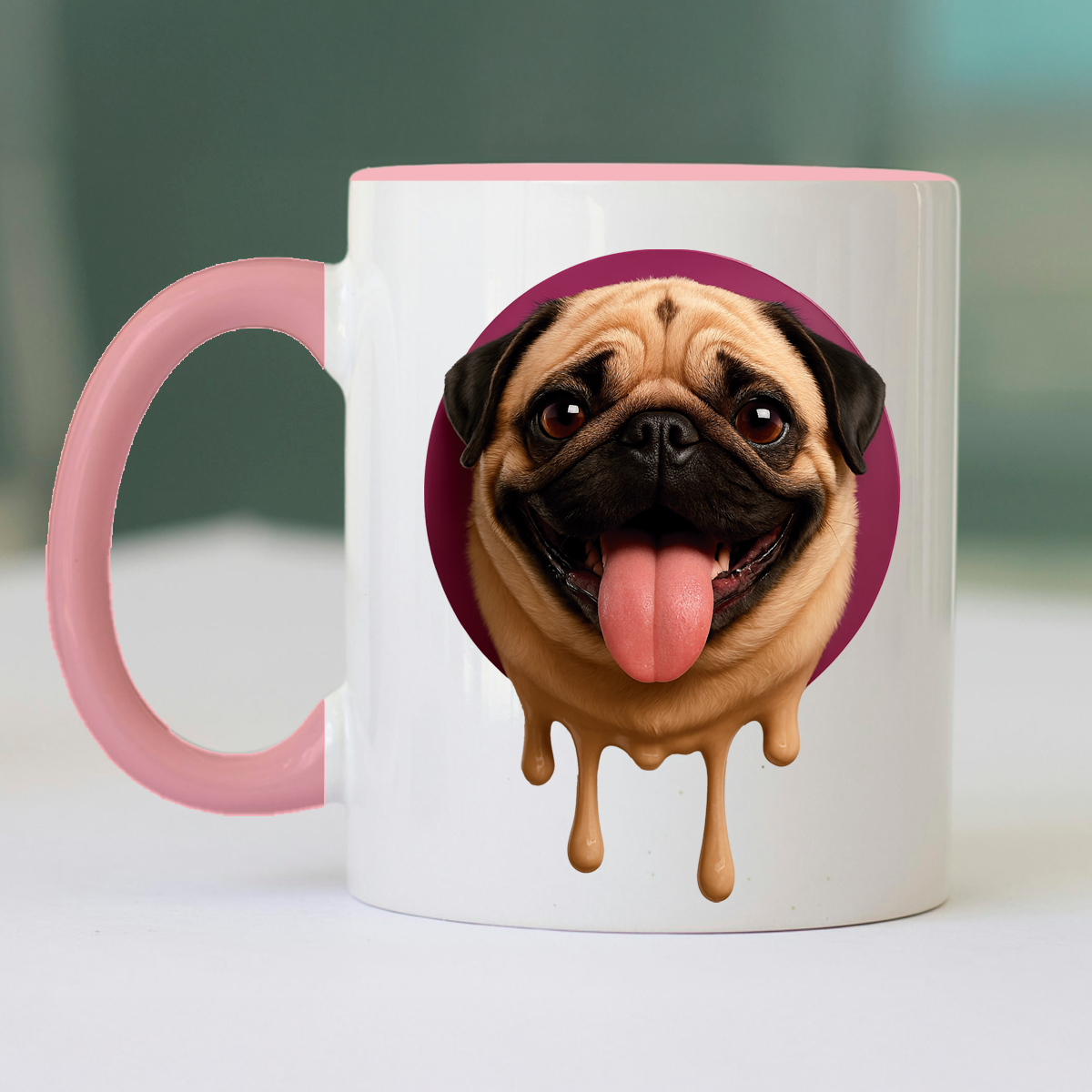 Taza de cerámica decorativa de 11Oz perro pug con frase "me derrito por ti my love" Humushy