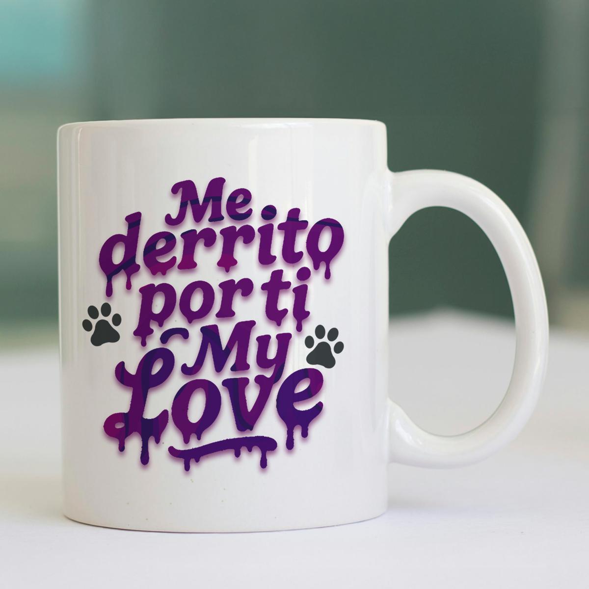 Taza de cerámica decorativa de 11Oz perro pug con frase "me derrito por ti my love" Humushy