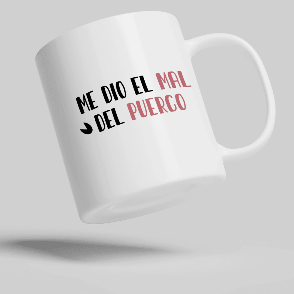 Taza de cerámica de 11 onzas decorativa Diseño Mal de Puerco