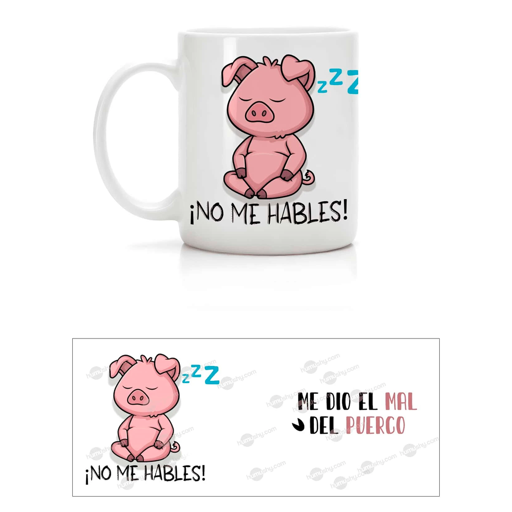 Taza de cerámica de 11 onzas decorativa Diseño Mal de Puerco
