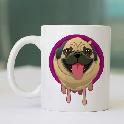 Taza de cerámica decorativa de 11Oz perro pug con frase "me derrito por ti my love" Humushy
