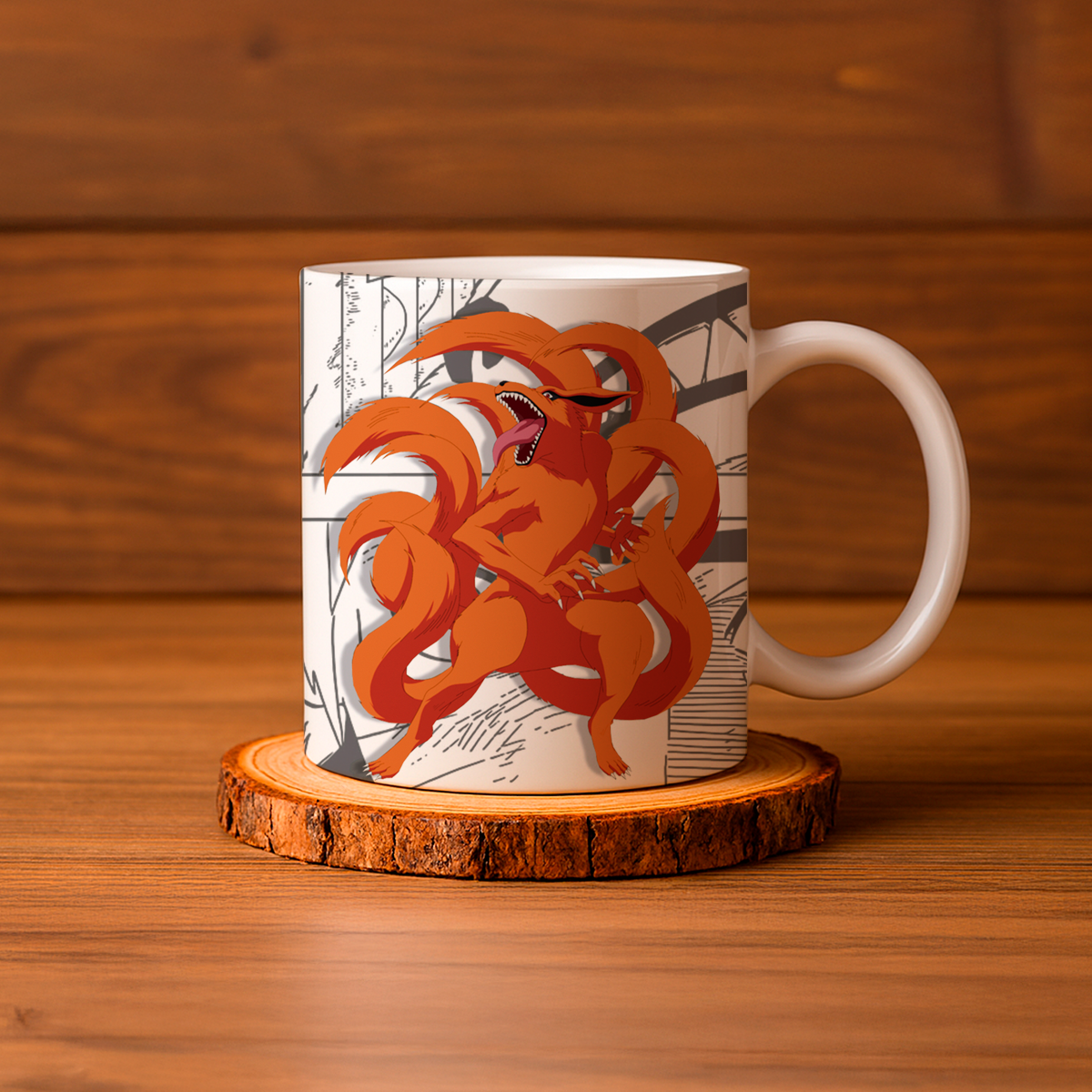 Taza de cerámica decorativa de 11Oz con diseño de Naruto zorro 9 colas Humushy