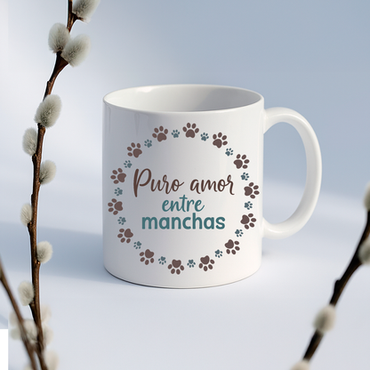 Taza de cerámica decorativa de 11Oz con diseño de perrito Dálmata- Humushy- Ideal para amantes de esta raza