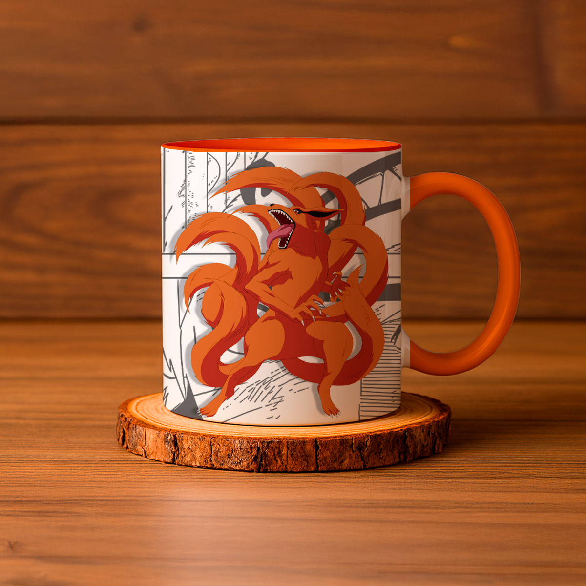 Taza de cerámica decorativa de 11Oz con diseño de Naruto zorro 9 colas Humushy