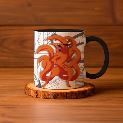 Taza de cerámica decorativa de 11Oz con diseño de Naruto zorro 9 colas Humushy