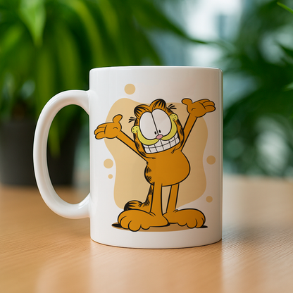 Taza de cerámica decorativa de 11Oz con diseño de Garfield 90S - Humushy