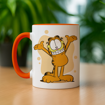 Taza de cerámica decorativa de 11Oz con diseño de Garfield 90S - Humushy