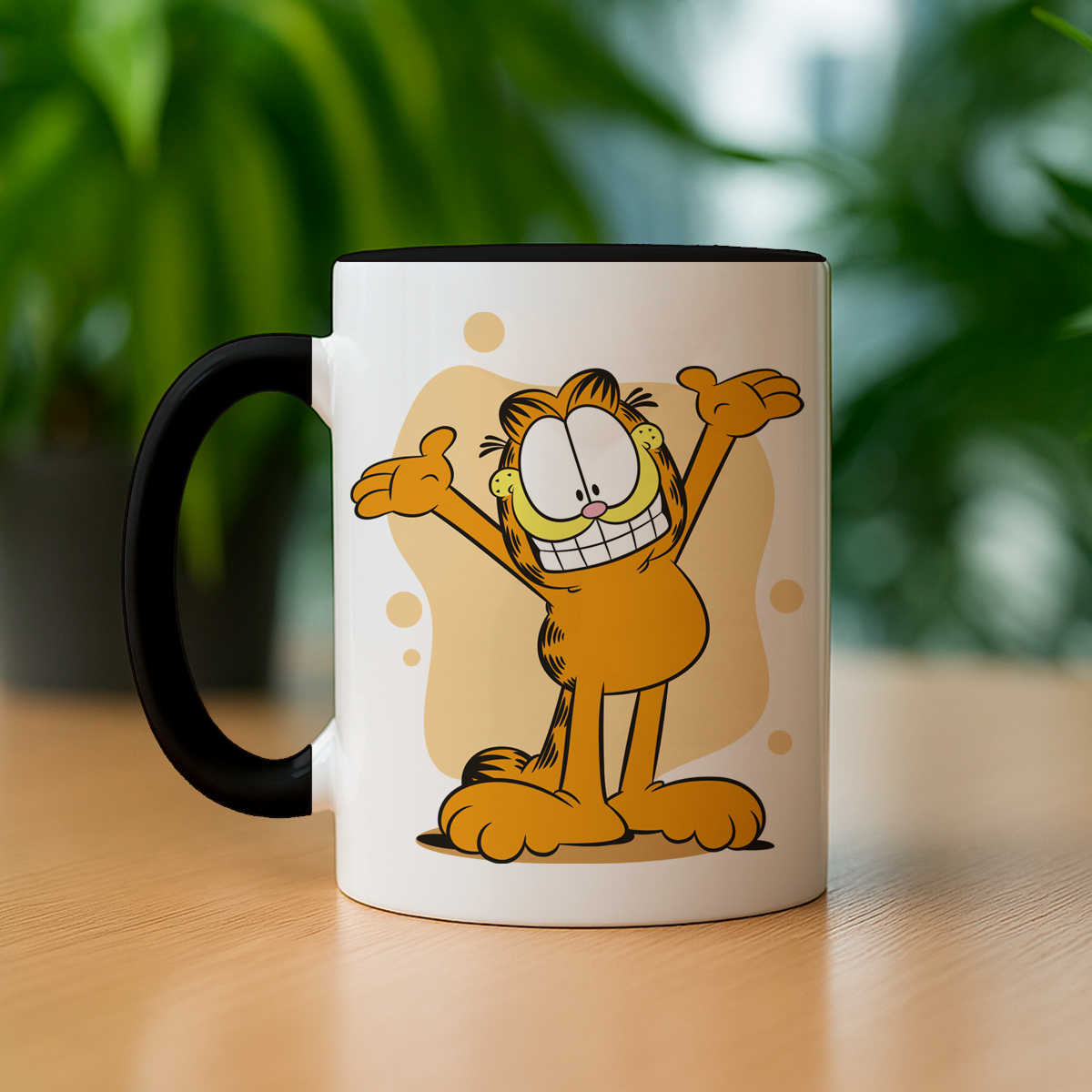 Taza de cerámica decorativa de 11Oz con diseño de Garfield 90S - Humushy