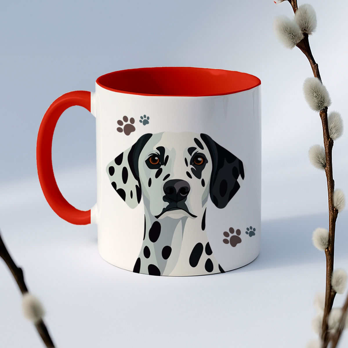 Taza de cerámica decorativa de 11Oz con diseño de perrito Dálmata- Humushy- Ideal para amantes de esta raza