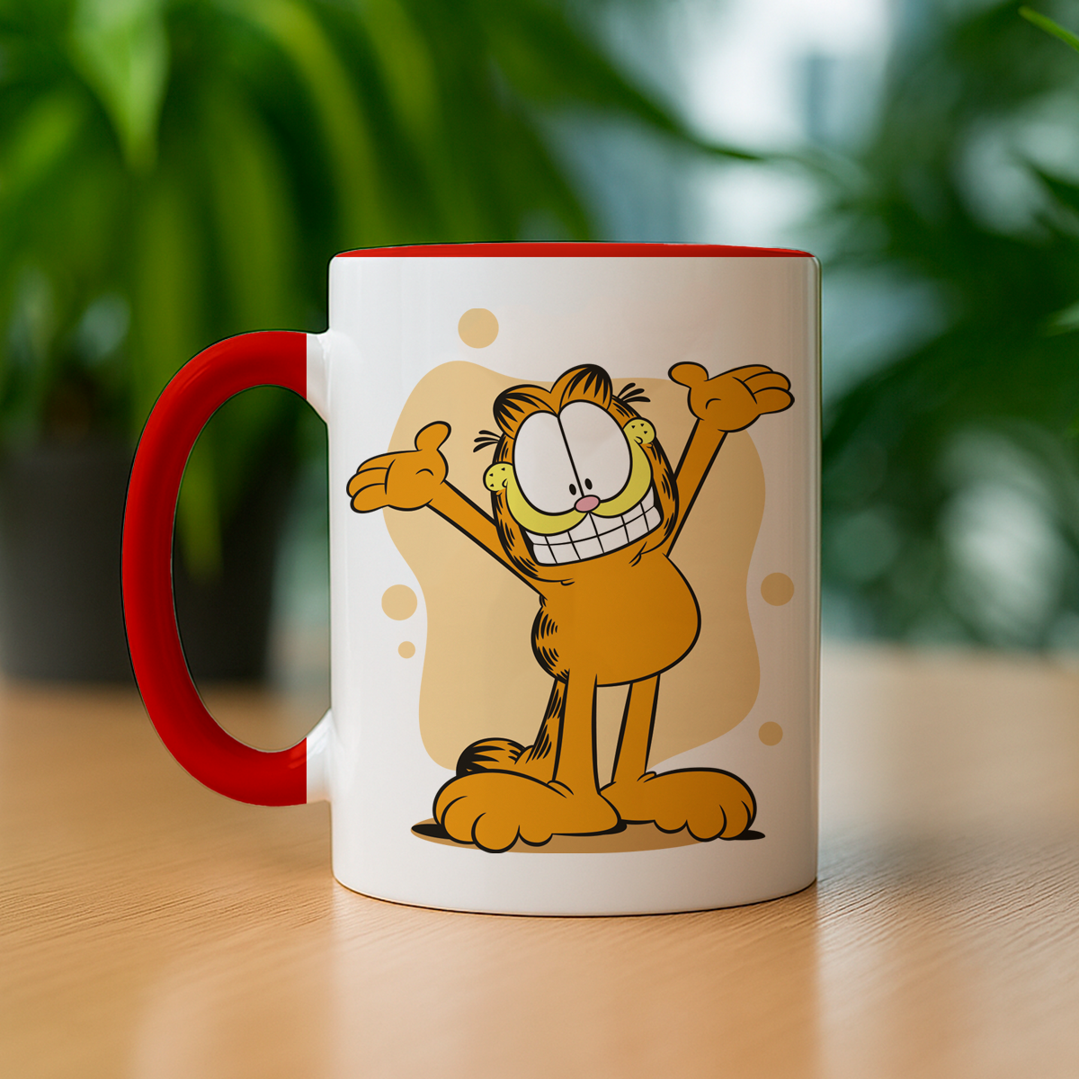 Taza de cerámica decorativa de 11Oz con diseño de Garfield 90S - Humushy