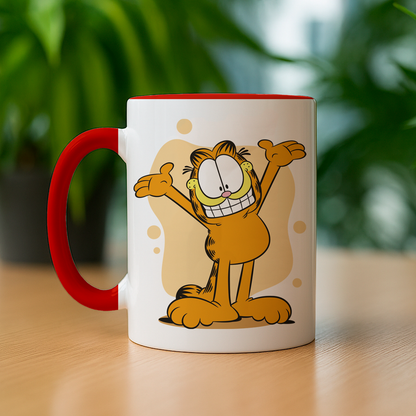Taza de cerámica decorativa de 11Oz con diseño de Garfield 90S - Humushy