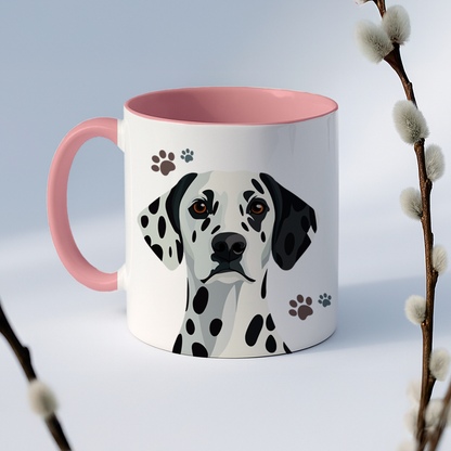 Taza de cerámica decorativa de 11Oz con diseño de perrito Dálmata- Humushy- Ideal para amantes de esta raza