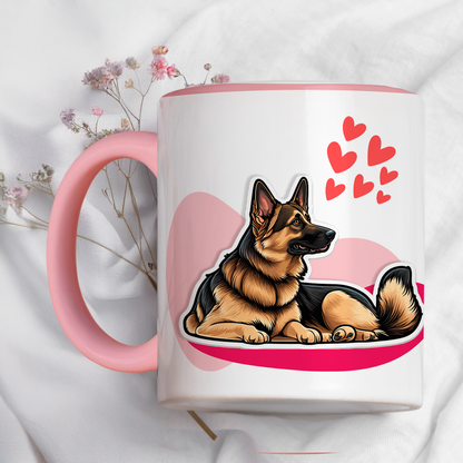 Taza cerámica decorativa 11oz Diseño de pastor alemán con frase
