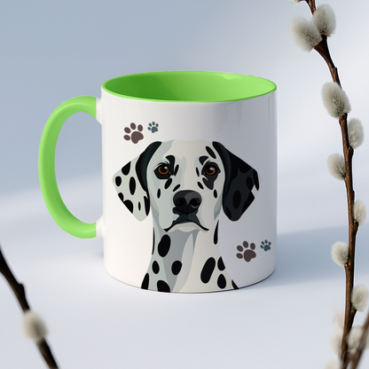 Taza de cerámica decorativa de 11Oz con diseño de perrito Dálmata- Humushy- Ideal para amantes de esta raza