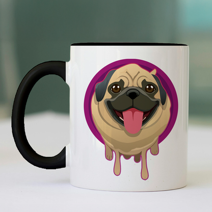 Taza de cerámica decorativa de 11Oz perro pug con frase "me derrito por ti my love" Humushy