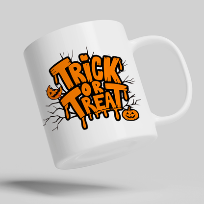 Taza de cerámica decorativa de 11Oz con diseño Sam Trick or Treat - Humushy - Ideal para Halloween.