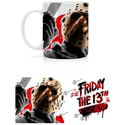 Taza de cerámica decorativa de 11Oz Jason friday 13 halloween - Humushy Para los amantes de horror