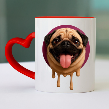 Taza de cerámica decorativa de 11Oz perro pug con frase "me derrito por ti my love" Humushy