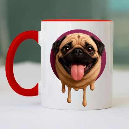 Taza de cerámica decorativa de 11Oz perro pug con frase "me derrito por ti my love" Humushy