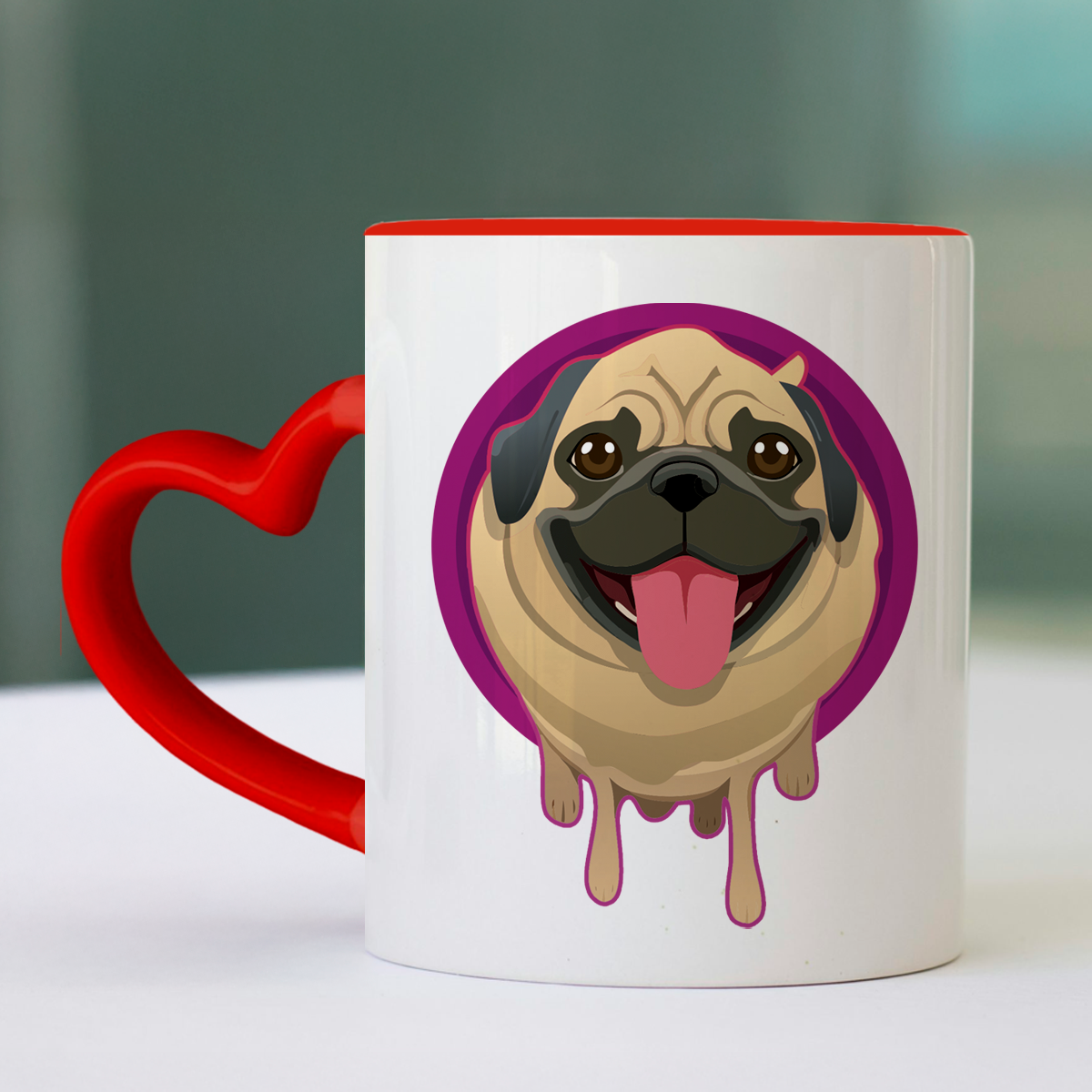 Taza de cerámica decorativa de 11Oz perro pug con frase "me derrito por ti my love" Humushy