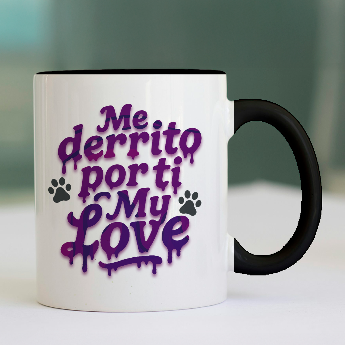Taza de cerámica decorativa de 11Oz perro pug con frase "me derrito por ti my love" Humushy