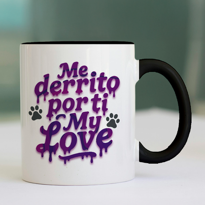 Taza de cerámica decorativa de 11Oz perro pug con frase "me derrito por ti my love" Humushy