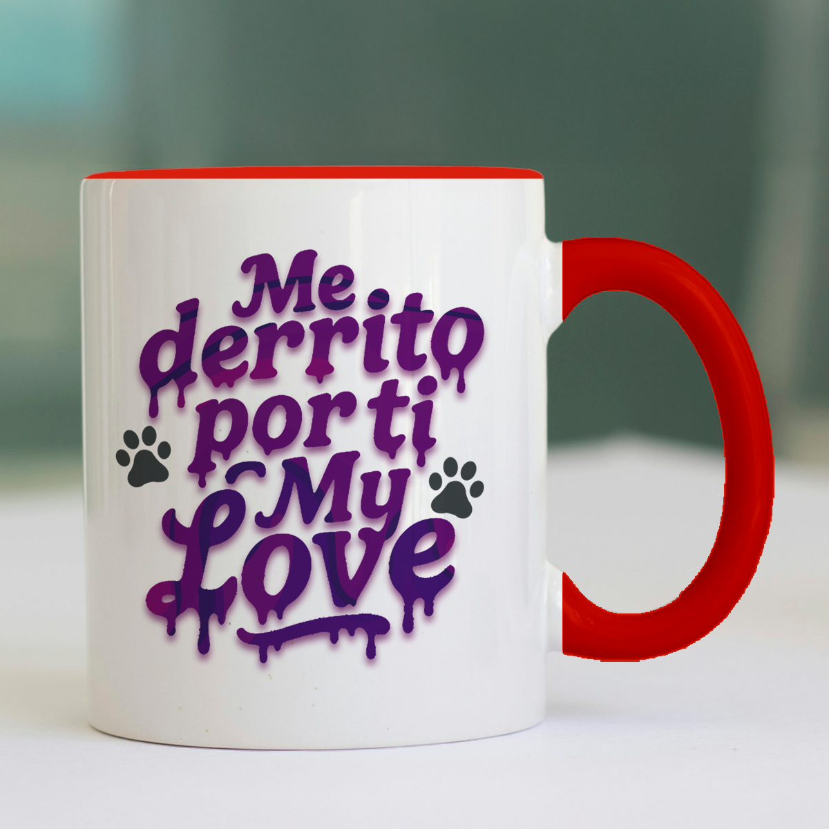 Taza de cerámica decorativa de 11Oz perro pug con frase "me derrito por ti my love" Humushy