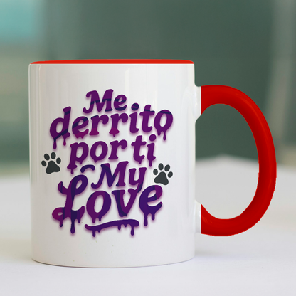 Taza de cerámica decorativa de 11Oz perro pug con frase "me derrito por ti my love" Humushy