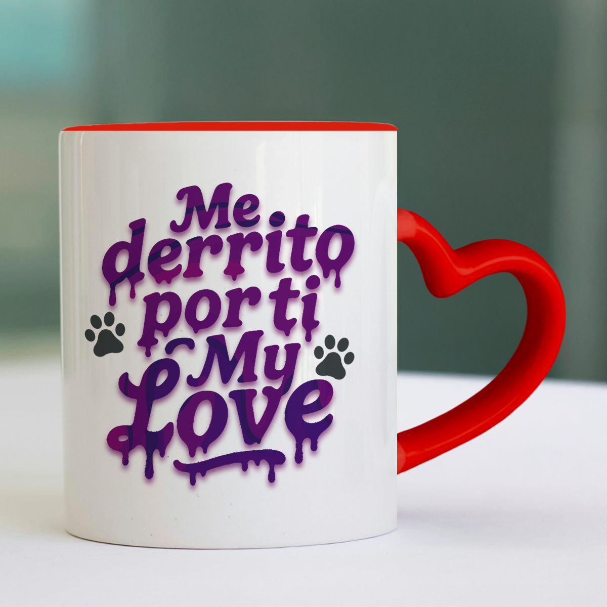 Taza de cerámica decorativa de 11Oz perro pug con frase "me derrito por ti my love" Humushy