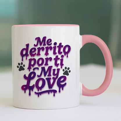 Taza de cerámica decorativa de 11Oz perro pug con frase "me derrito por ti my love" Humushy