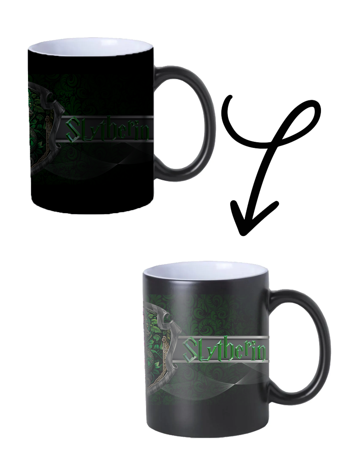 Taza 11oz mágica de la casa de slytherin