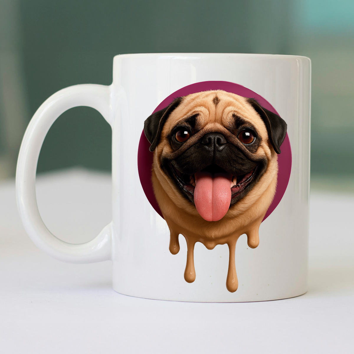 Taza de cerámica decorativa de 11Oz perro pug con frase "me derrito por ti my love" Humushy