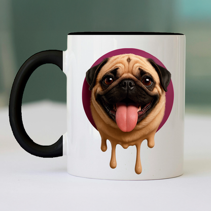 Taza de cerámica decorativa de 11Oz perro pug con frase "me derrito por ti my love" Humushy